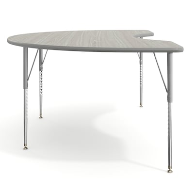 Flash Furniture Wren Kidney Activity Table, 72" x 48", Height Adjustable, Light Gray Top/Silver Frame (XUA4872KDLGTA)