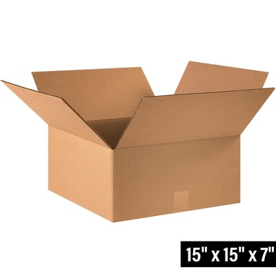 15 x 15 x 7 Heavy Duty Shipping Boxes, 32 ECT, Brown, 25/Bundle (15157)