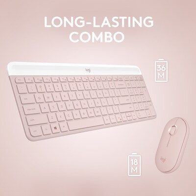 Logitech MK470 Slim Wireless Keyboard and Mouse Combo, Rose (920-011311)