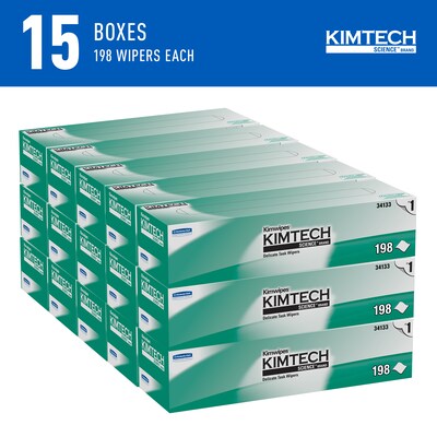 KIMTECH SCIENCE KIMWIPES Delicate Task  Wipers, White, 198 Wipers/Box, 15 Boxes/Carton (34133)