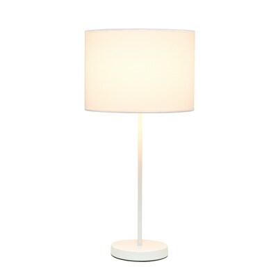 Simple Designs White Stick Lamp Fabric Shade, White (LT2040-WOW)