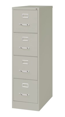 Hirsh Commercial 4-Drawer Vertical File Cabinet, Letter Size, Lockable, 52"H x 15"W x 26.5"D, Light Gray (14029)