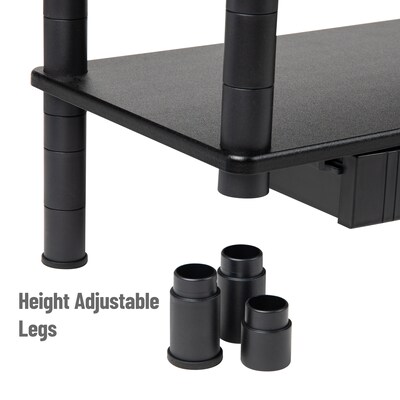 Mind Reader Adjustable Dual Monitor Stand Desktop Organizer with Drawers, Black (DBMON2TDR-BLK)