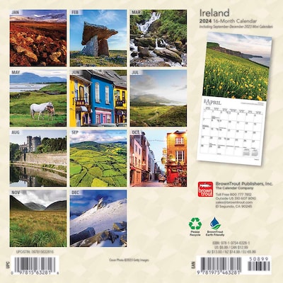 2024 BrownTrout Ireland 7 x 14 Monthly Wall Calendar (9781975463281)