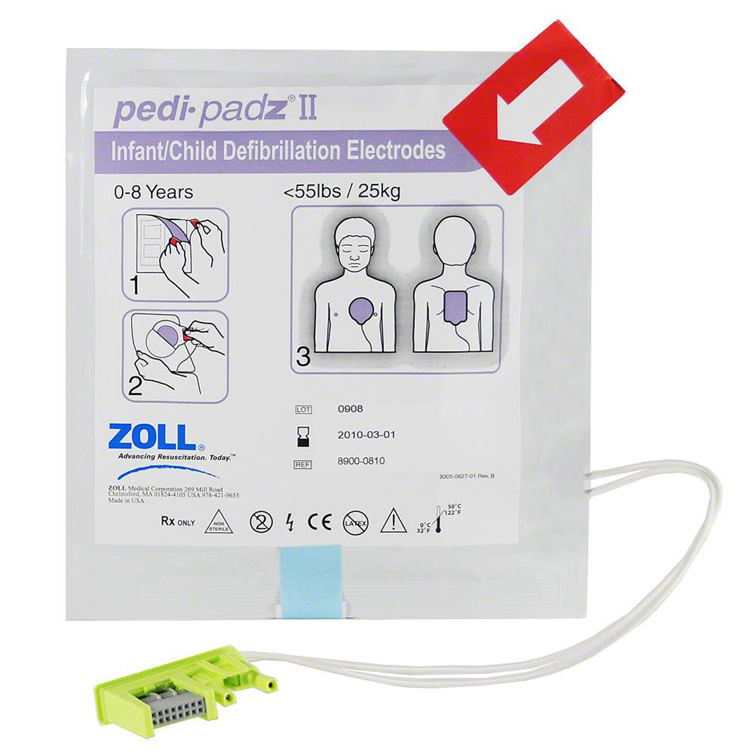 ZOLL Pedi-Padz II Single-Use Defibrillator Pads with 2-Year Shelf Life for Children Up to 8 Years Old (8900081001)