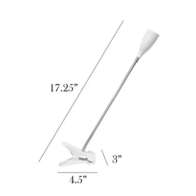 Simple Designs Flexible Gooseneck LED Clip Light Desk Lamp, 17.25", White (LD2005-WHT)