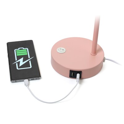 Simple Designs Sleek Essentials LED Desk Lamp, 15.2", with USB Ports, Blush Pink (LD1072-BPK)
