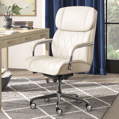 La-Z-Boy Sutherland Ergonomic Bonded Leather Swivel Computer and Desk Chair, Ivory (CHR10048C)