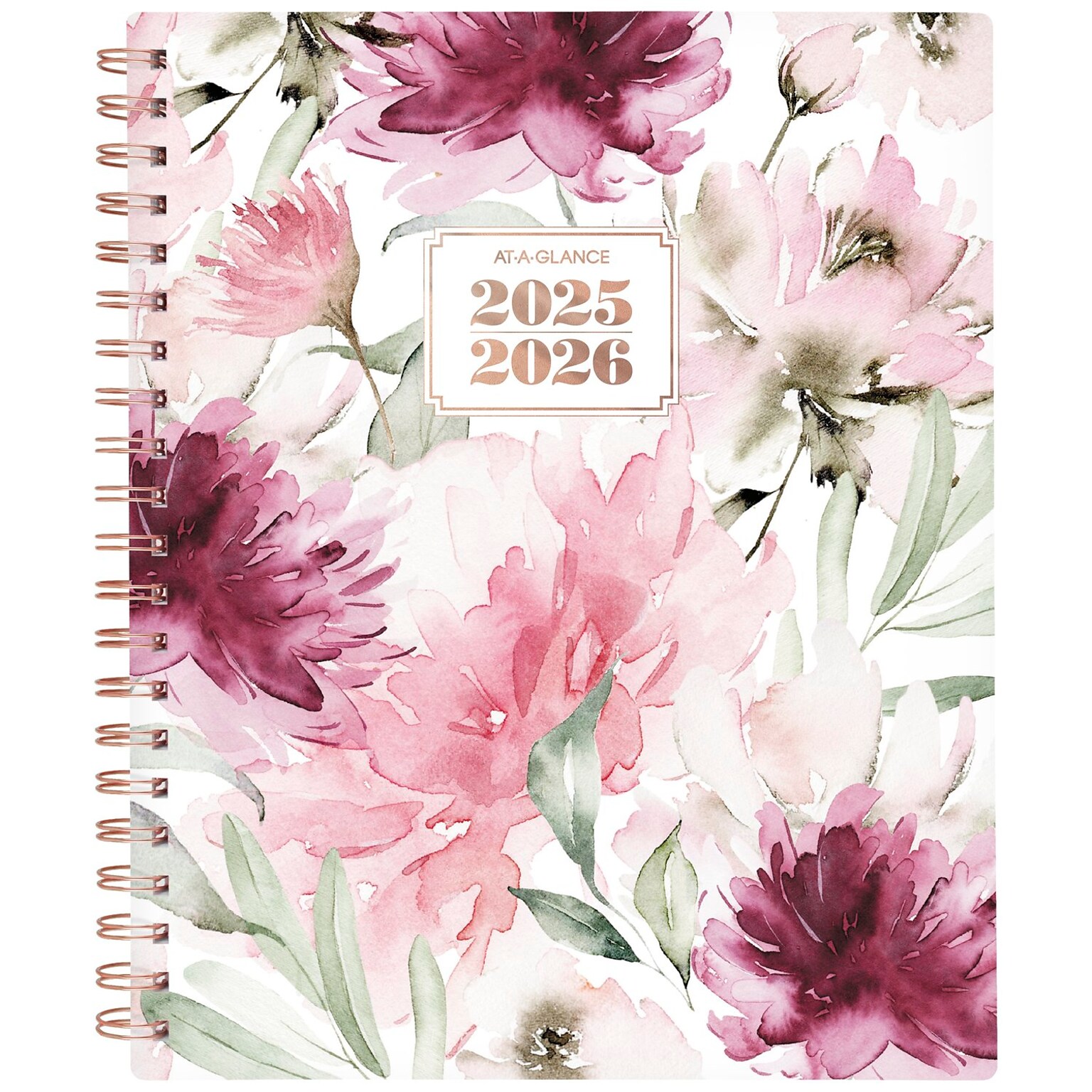 2025-2026 AT-A-GLANCE BADGE Floral 8.5 x 11 Academic Weekly & Monthly Planner, Plastic Cover, Multicolor (1734F-905A-26)