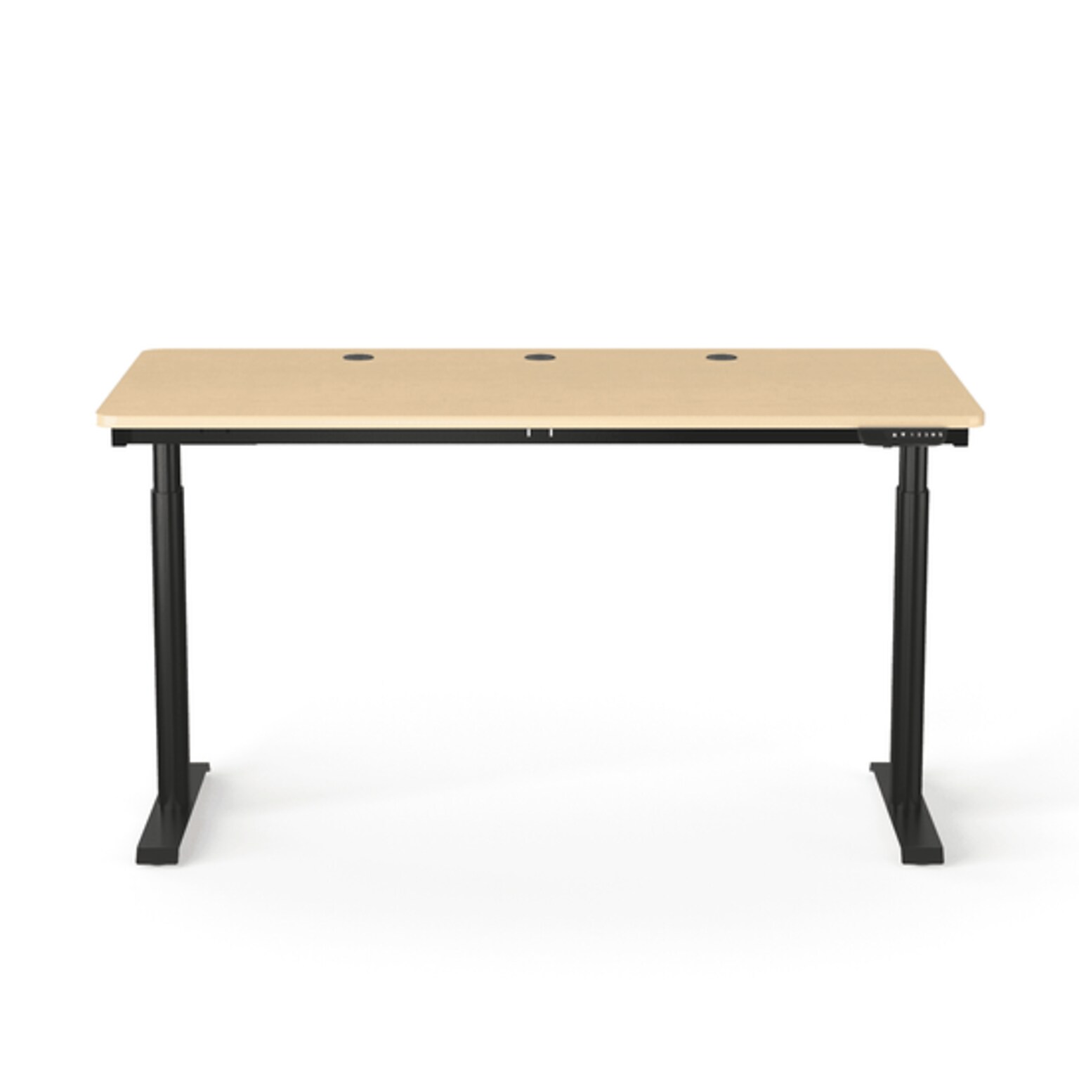 VersaDesk PowerLift 60W Electric Rectangular Adjustable Standing Desk, Maple/Black (PLSDR6030-BM-APP )