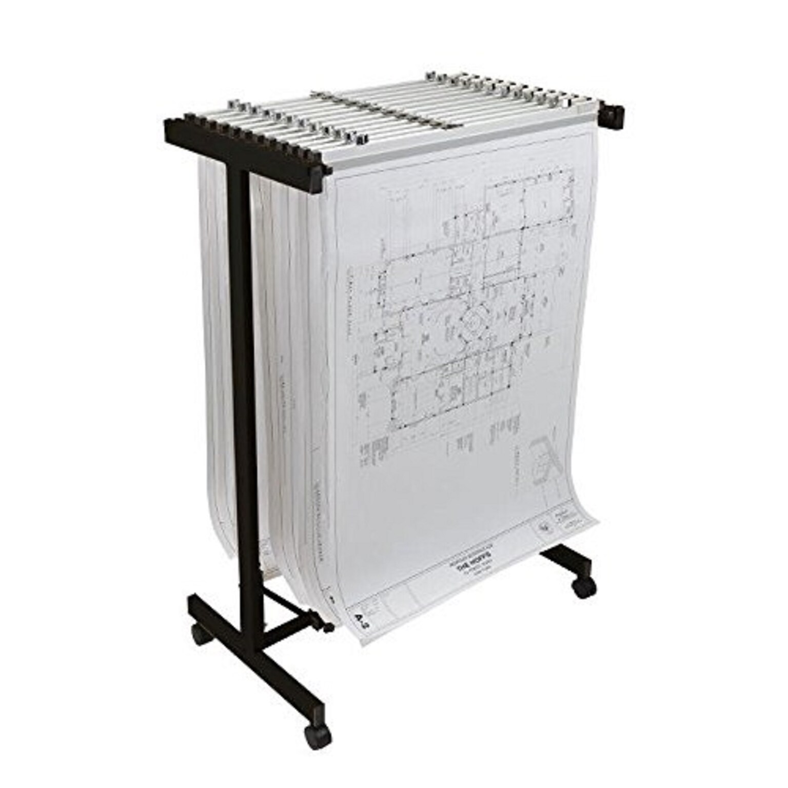AdirOffice Blueprint Maps Expandable Mobile Large Plan Center File Cart, Black (615-BLK)