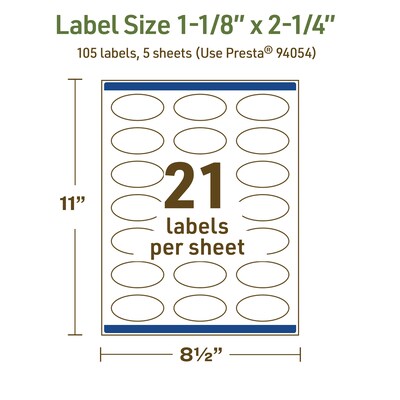 Avery Dissolvable Oval Multipurpose Labels, 1-1/8" x 2-1/4", Off-white, 105/Pack (94054)