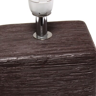 Simple Designs Petite Faux Stone Table Lamp Fabric Shade, Brown with White Shade (LT2072-BWN)