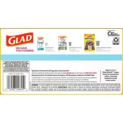 Glad ForceFlex MaxStrength 13 Gallon Drawstring Kitchen Trash Bag, Fresh Scent, Gray, 45 Total Bags (22645)