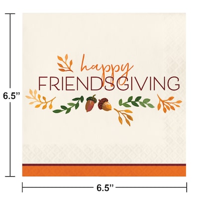 Creative Converting Fall Festivities Friendsgiving Paper Plates and Napkins Set, Serves 16, 48/Pack (DTC9029E2I)