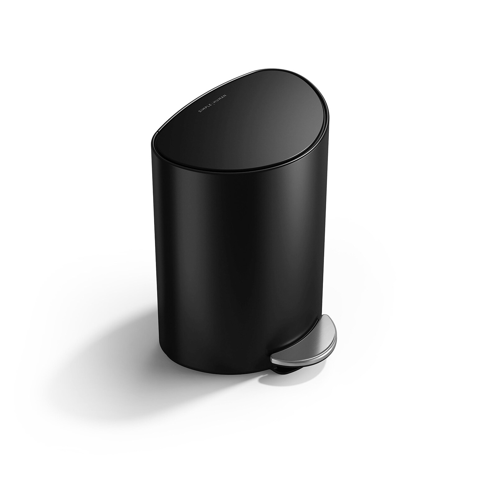 simplehuman 6L Semi-Round Can with Liner Pocket, Matte Black Steel, Indoor Step Trash Can, 1.6 Gallons (CW2109)