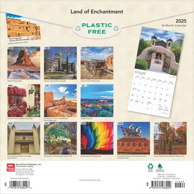 2025 BrownTrout Land of Enchantment New Mexico Places 12 x 24 Monthly Square Wall Calendar (978197