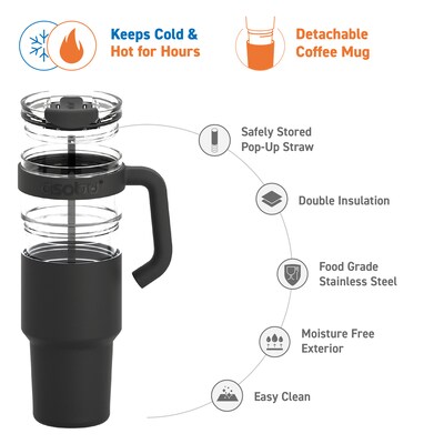 ASOBU Explorer Stainless Steel, 34 oz., Black, (ADNASM80BK)