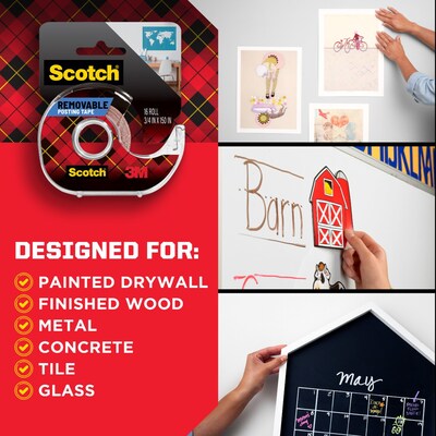 Scotch Poster Indoor Double-Sided Mounting Tape, 0.75" x 4.16 yds., Clear (109)
