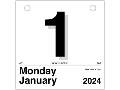 2024 AT-A-GLANCE Today Is 6 x 6 Daily Wall Calendar Refill, White/Black (K1-50-24)