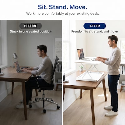 Uncaged Ergonomics CHANGEdesk 27.5"W Mini Desktop Standing Desk Converter, White (CDMM-W)
