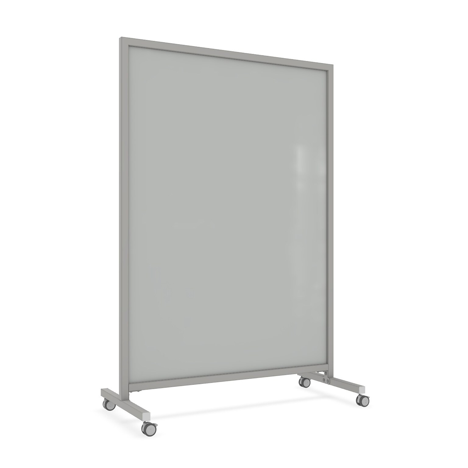 Ghent EZ Magnetic Glass Mobile Dry-Erase Whiteboard, Aluminum Frame, 75H x 50W, Gray (EZ1MA7550GY)