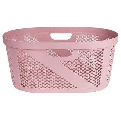 Mind Reader Wide Plastic Laundry Basket, Pink (HHAMP40-PNK)