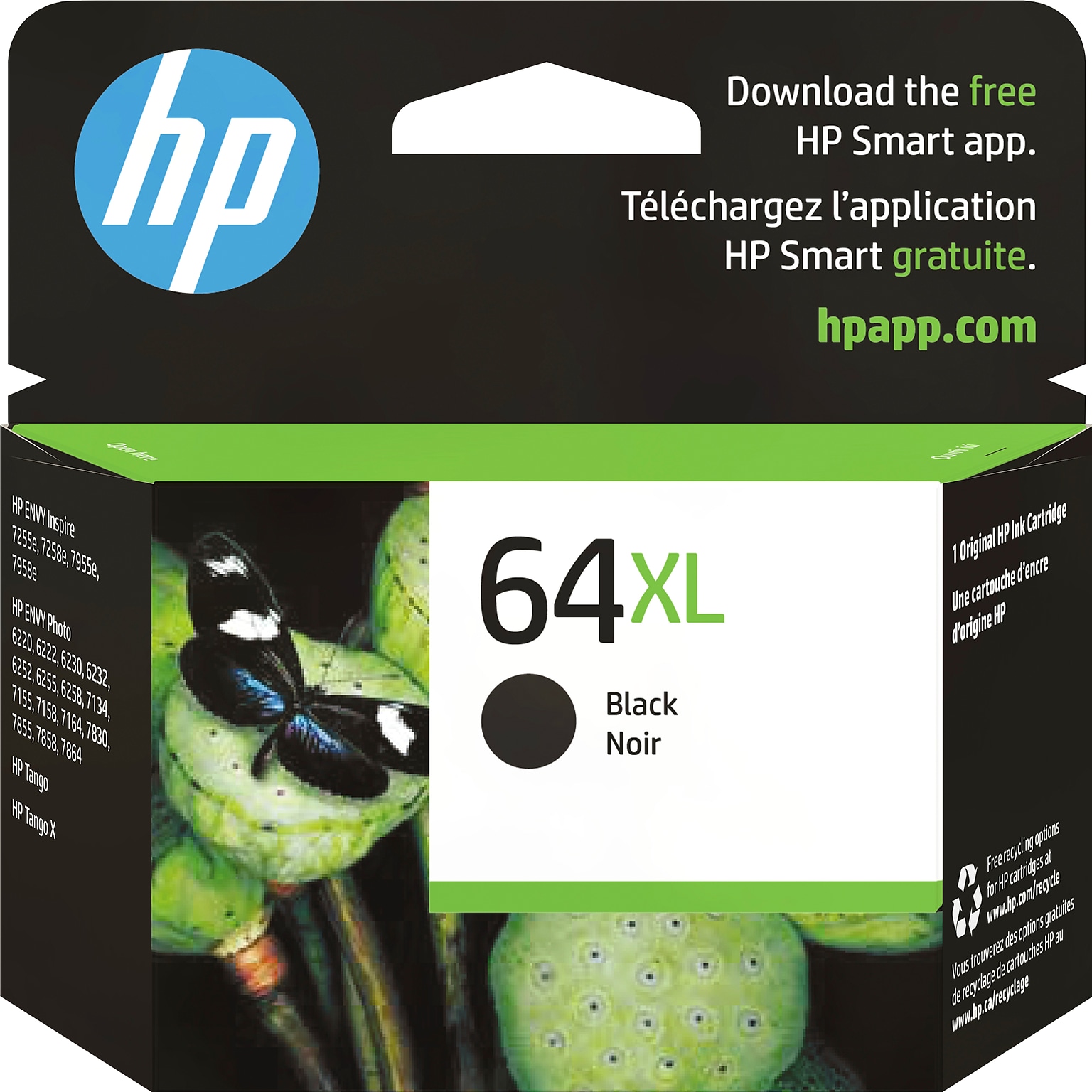 HP 64XL Black High Yield Ink Cartridge, Prints Up to 600 Pages (N9J92AN#140)