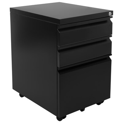Mount-It! 3-Drawer Mobile File Cabinet, Letter & Legal Size, Lockable, 23.72H x 14.7W x 18.11D, Black (MI-941B)
