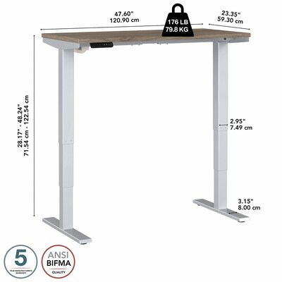 Bush Business Furniture Move 40 Series 28"-48" Adjustable Standing Desk, Modern Hickory/Cool Gray Metallic (M4S4824MHSK)