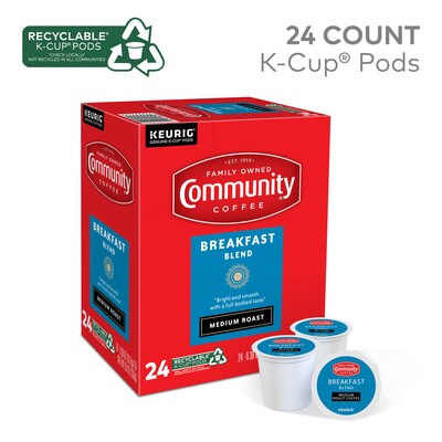 Community Coffee Breakfast Blend Coffee Keurig® K-Cup® Pods, Medium Roast, 24/Box (5000374324)