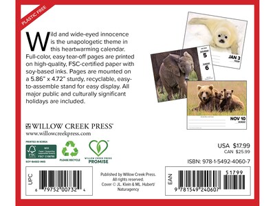 2025 Willow Creek Baby Animals 5.86 x 4.72 Day-to-Day Calendar (40607)