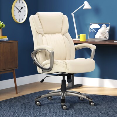 Serta Works Bonded Leather Executive Office Chair, American Beige (CH200112)