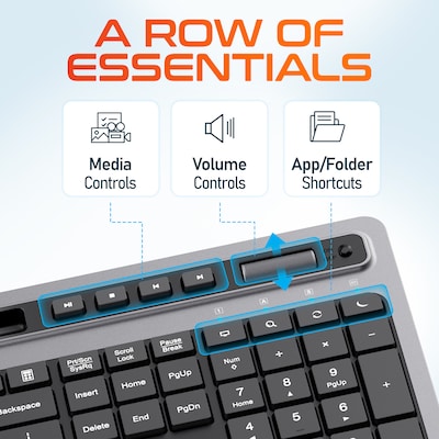 Delton T42 Wireless Keyboard with Tablet Holder and M42 Optical Mouse Combo, Black (DKBMT42-WB)