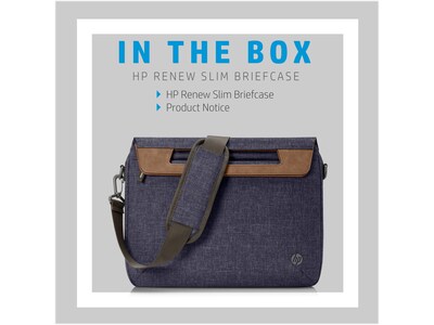 HP Renew Laptop Slim Briefcase, Heather Blue/Brown Fabric/Faux Leather (1A215AA#ABL)