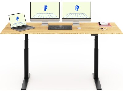 FlexiSpot E7 Pro 78"W Electric Adjustable Standing Desk, Bamboo/Black (E7BPRO7830LBZB)
