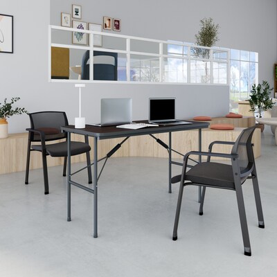 Quill Brand® Folding Table, 48"L x 24"W, Walnut (27095/51256)