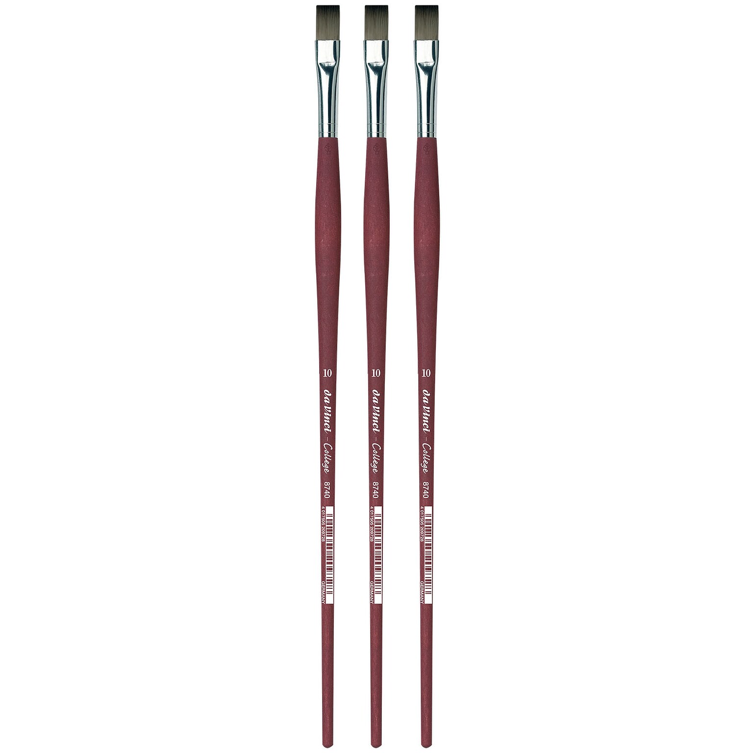 da Vinci COLLEGE Oil and Acrylic Synthetic Student Flat Brush, 3 Brushes/Pack (DVXVA874010-3)