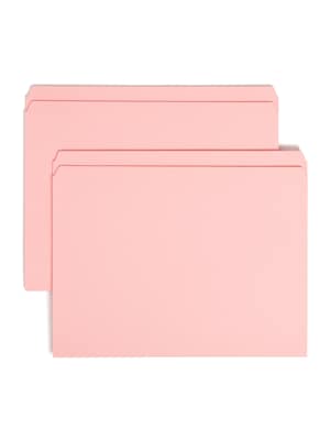 Smead Reinforced File Folder, Straight Cut, Letter Size, Pink, 100/Box (12610)