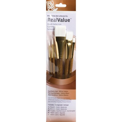 Princeton RealValue Short Handle Mixed Media Synthetic Taklon Variety Brush Set, 5/Set, 2 Sets/Bundle (PBXPR9144-2)