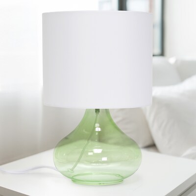 Creekwood Home Modern Glass 13.75" LED Table Lamp, Green/White (CWT-1014-GW)