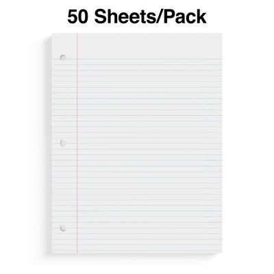 Staples® College Ruled Filler Paper, 8.5 x 11, 50 Sheets/Pack (ST22643D)