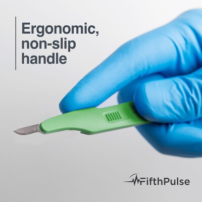 FifthPulse Sterile Disposable Scalpel, Stainless Steel #15 Blade Size, 10 Pack (FMN100611)