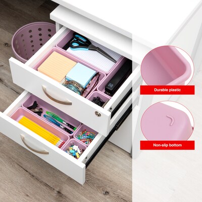 Staples 8-Piece Plastic Drawer Organizer Set, Dusty Pink (ST63890)