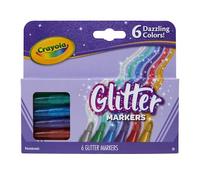 Crayola Glitter Kids Marker, Bold, Assorted Colors, 6/Pack (58-8629)