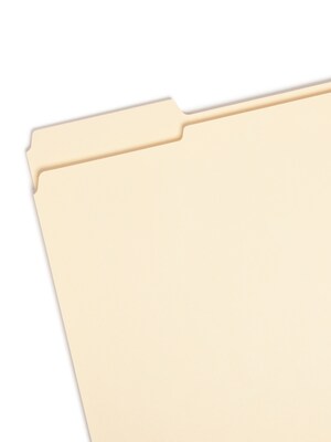 Smead WaterShed/CutLess 100% Recycled File Folder, 1/3-Cut Tab, Assorted, Letter Size, Manila, 100/B