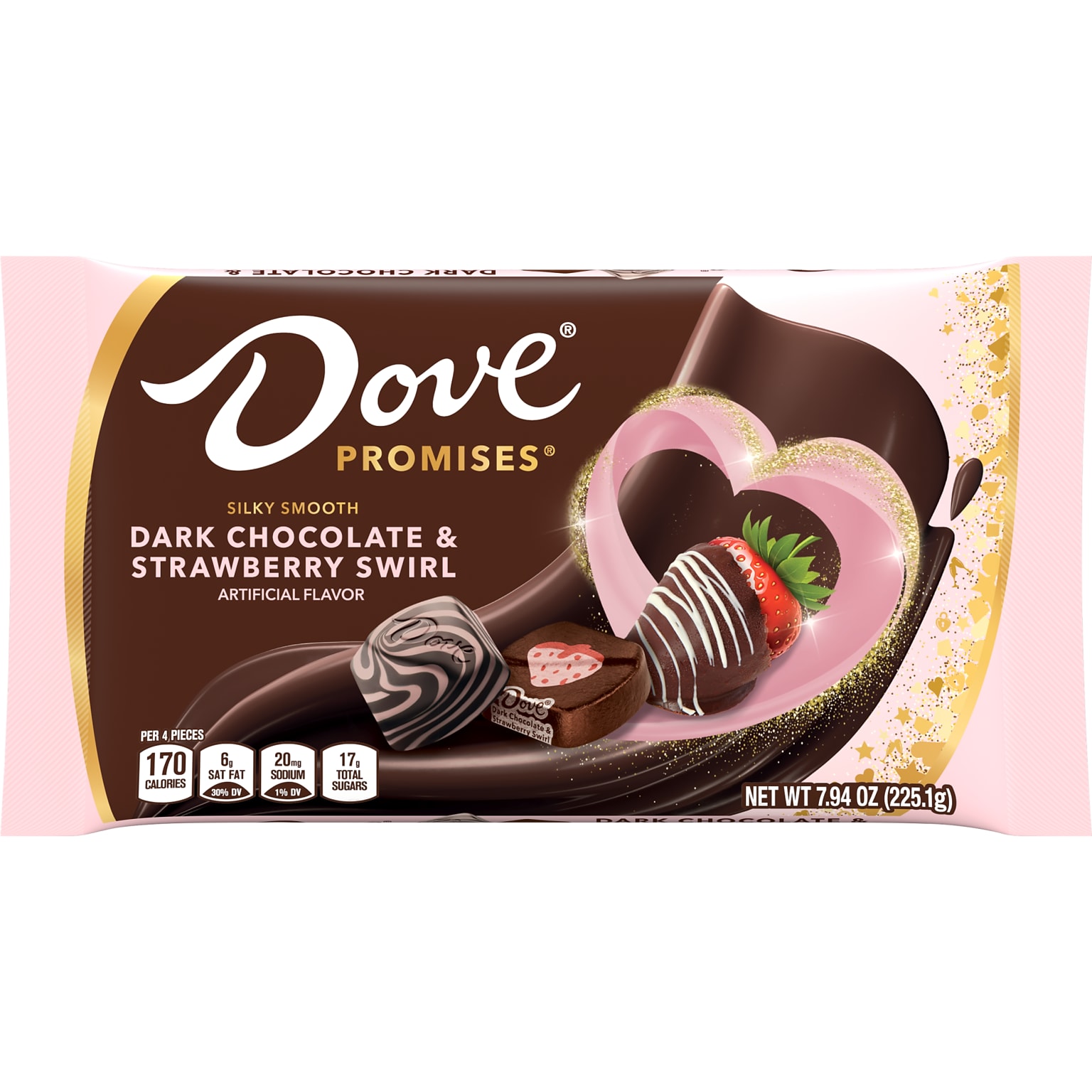 Dove Promises Silky Smooth Strawberry Swirl? & Dark Chocolate Pieces, 7.94 oz. (MMM59648)