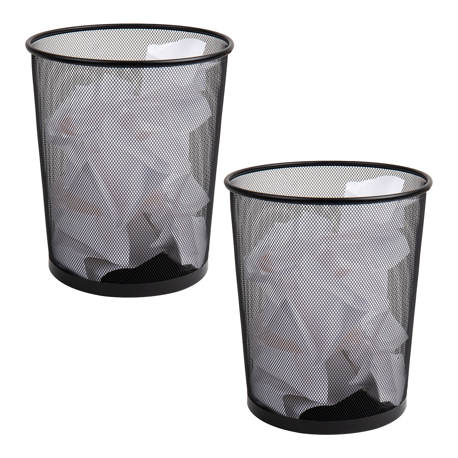 Mind Reader Metal Mesh Trash Can Without Lid, 4.4 Gallon, Black, 2/Pack (2CIRGA-BLK)