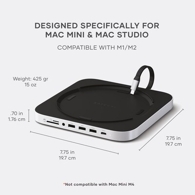 Mac Mini Stand & Hub with NVMe SSD Enclosure - Silver