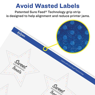 Avery Laser/Inkjet Multipurpose StarLabels, 2.375" Dia, Glossy Clear, 1200/Box (94611)